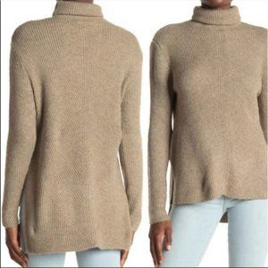 Sweet romeo abstract rib turtleneck tunic Heather latte sweater